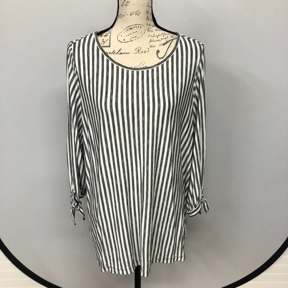 Max Studio Women 3/4 Sleeve Blouse Top Shirt Plus Size 1X Stripes M015 -19 - Picture 1 of 13